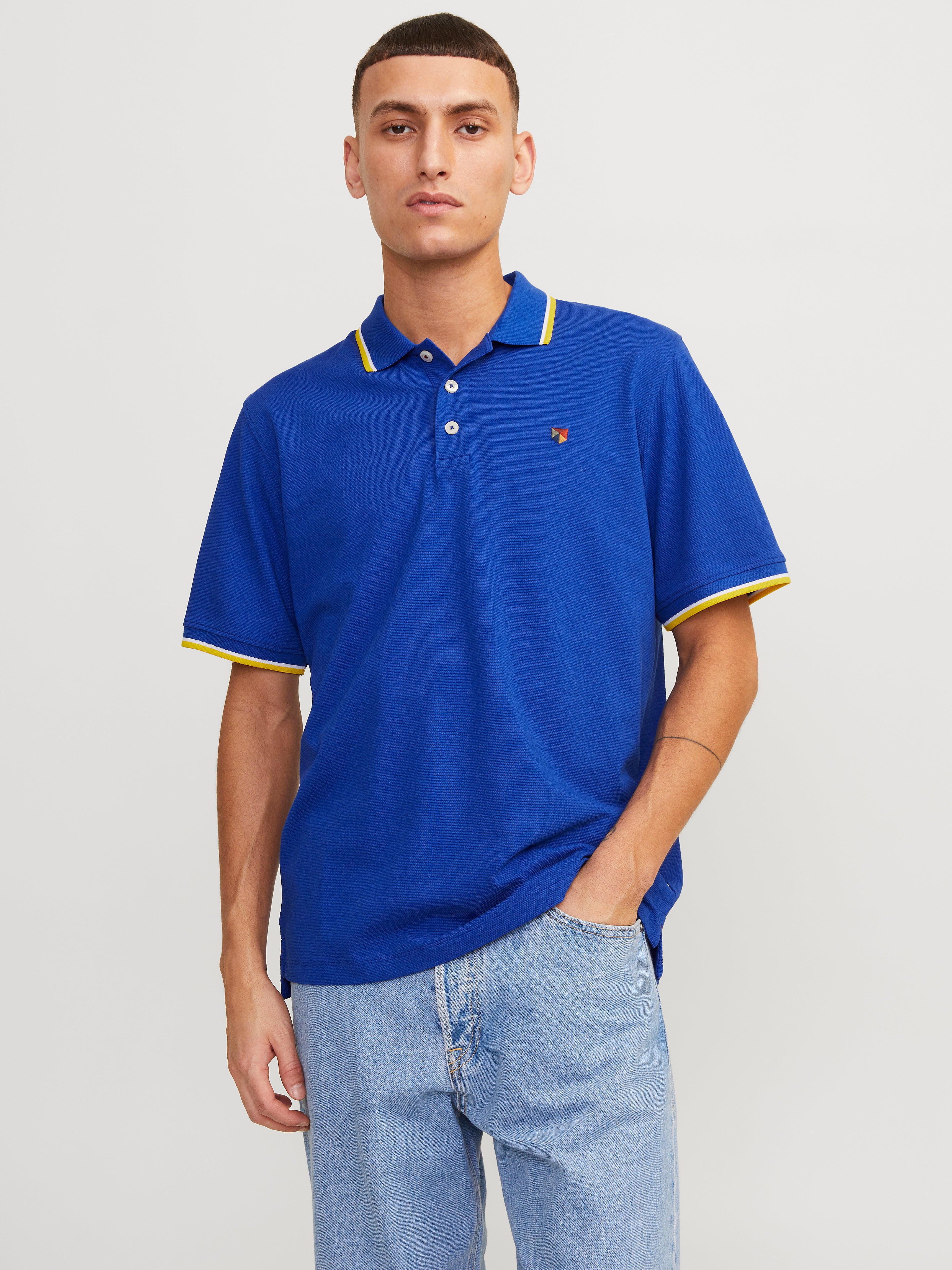 Einfarbig Hemdkragen Poloshirt