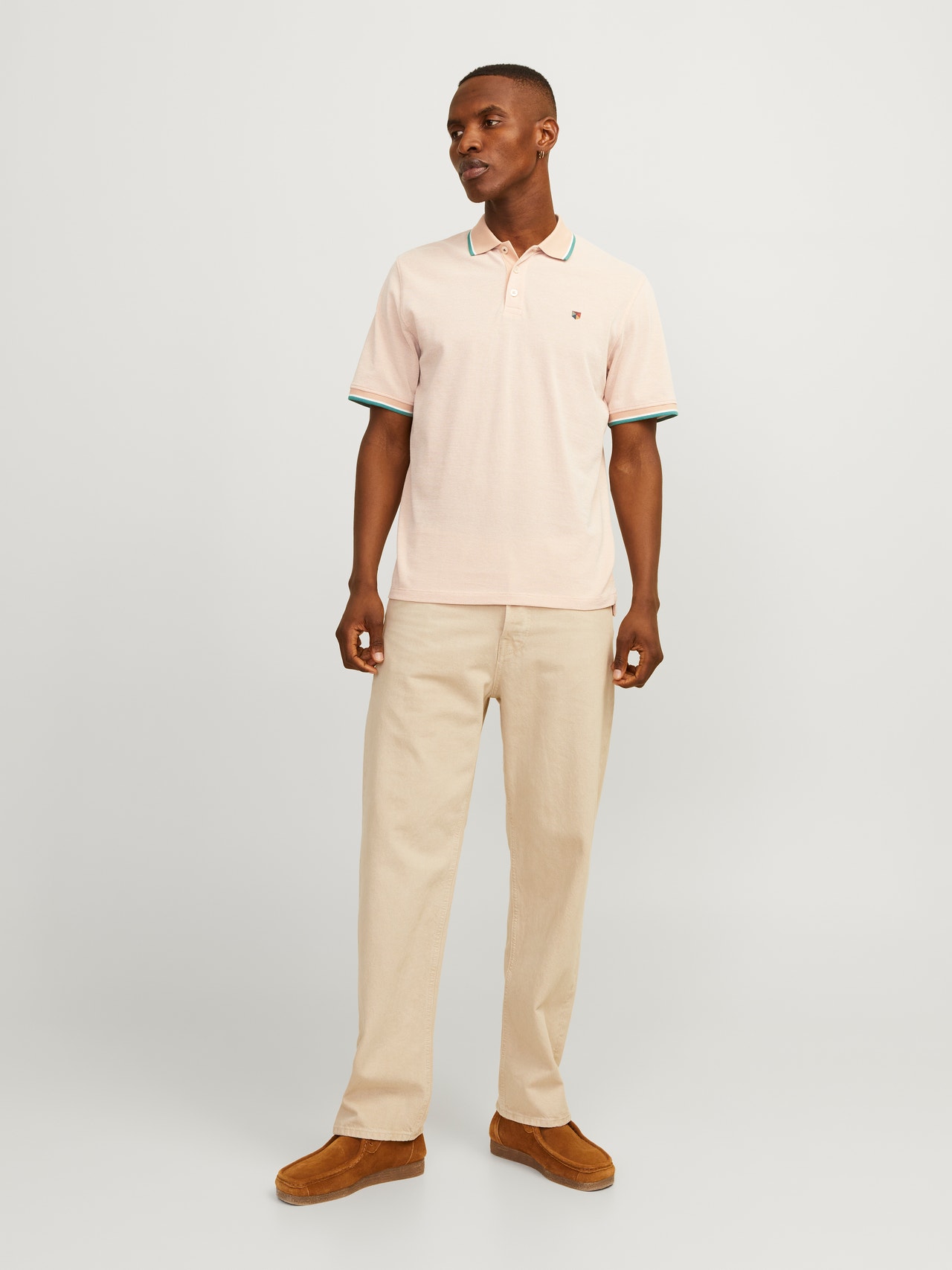 Jack & Jones Vienspalvis Polo kaklas Marškinėliai -Peach Nougat - 12169064