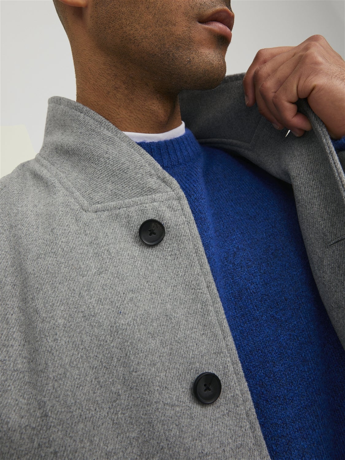 light blue wool blend coat