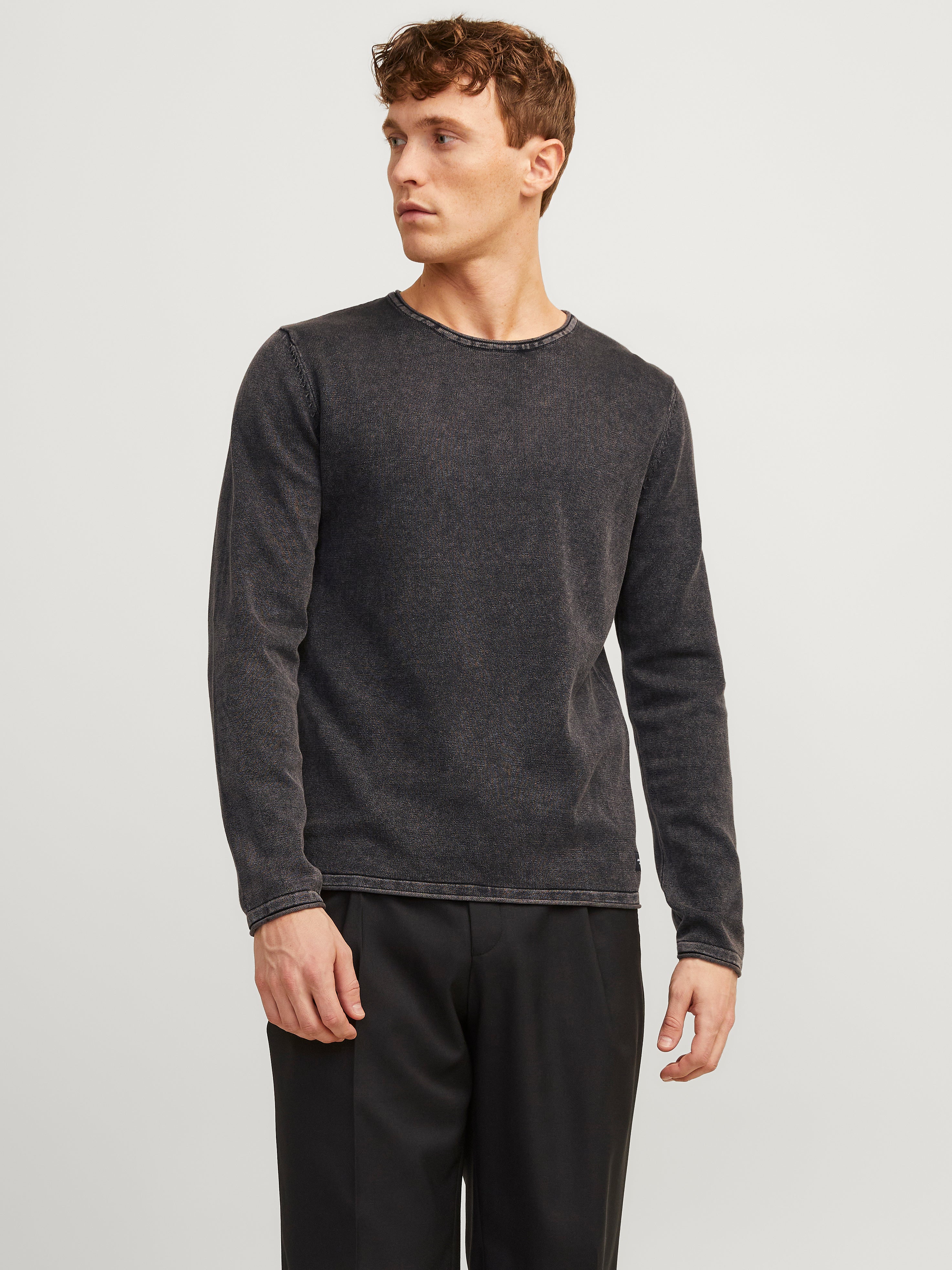 Einfarbig Strickpullover