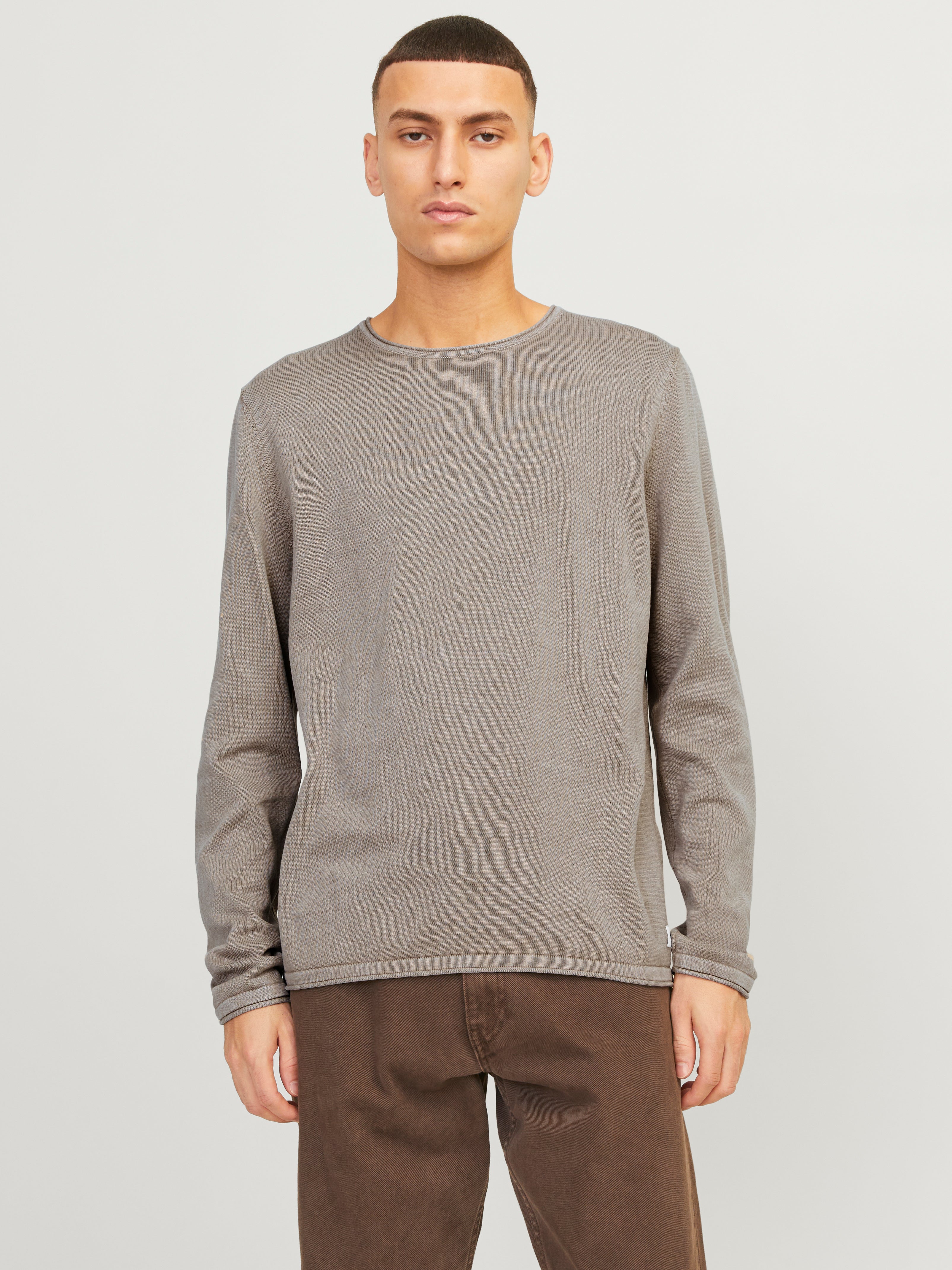 JACK&JONES Pullover Herren Langarm Weiß 12196020 JWHCABLE Knit Crew