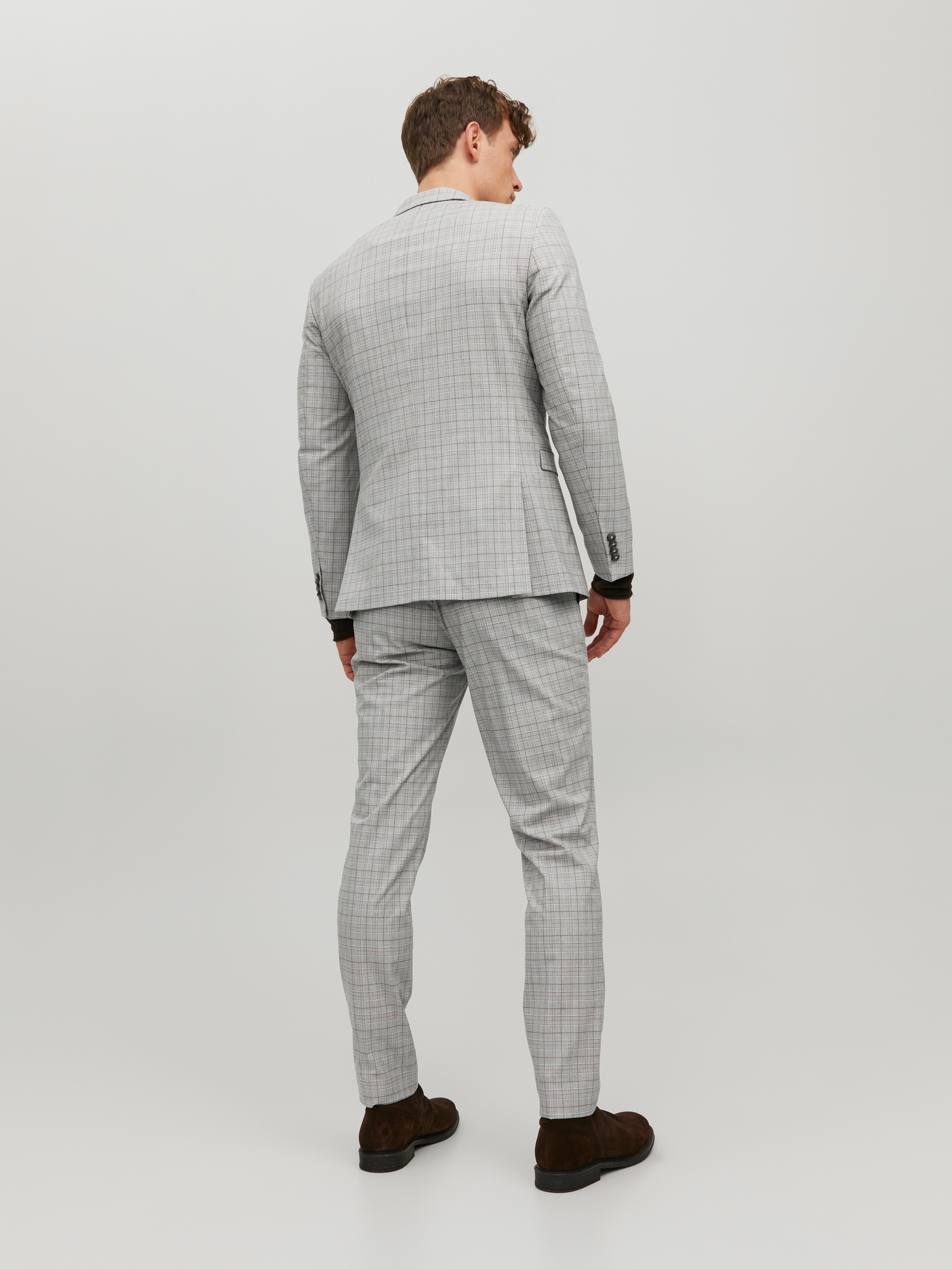 Limehaus | Grey Tonal Checked Skinny Fit Trousers | Suit Direct