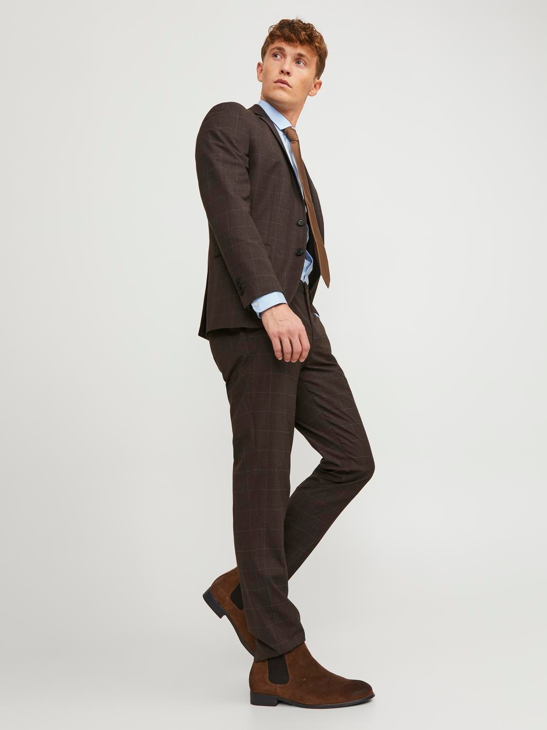 Jack & Jones JPRSOLARIS Super Slim Fit Tailored Trousers -Chocolate Torte - 12174952