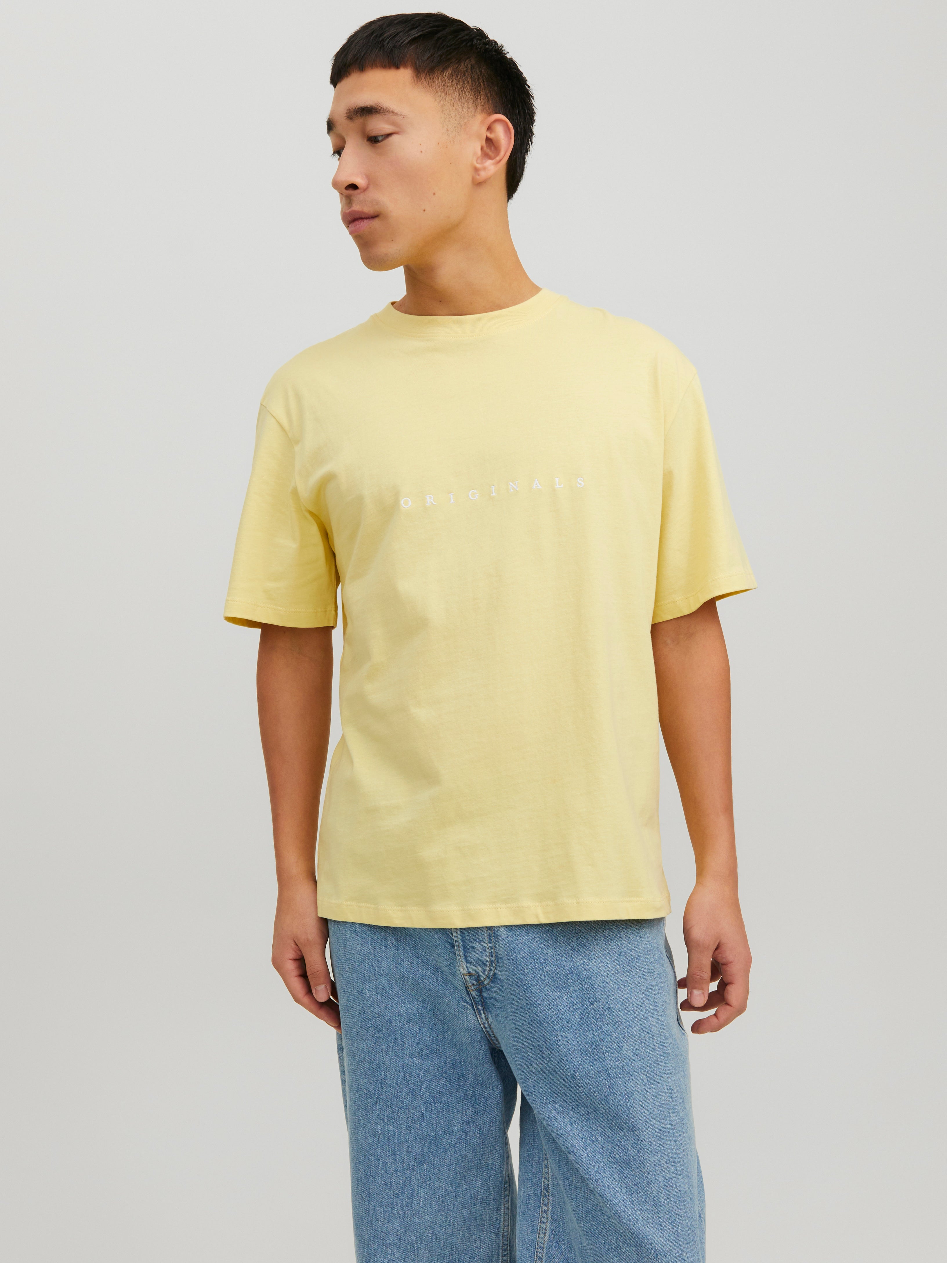 Logo Crew neck T-shirt | Light Yellow | Jack & Jones®