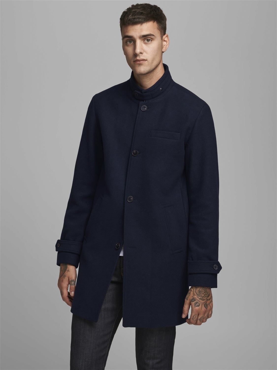 MEN FASHION Coats Basic Jack & Jones Long coat Blue M discount 57% 