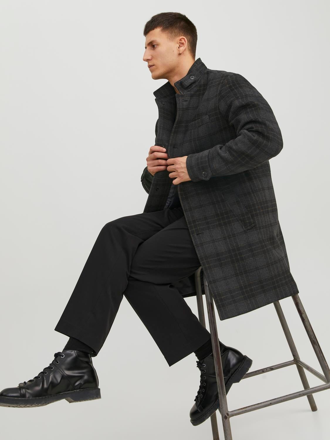 Jack & jones on sale originals check overcoat