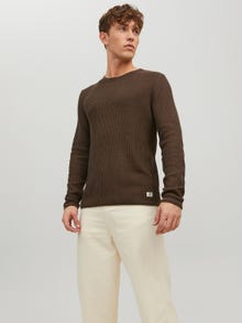 Jack & Jones Plain Crew Neck Jumper -Hot Fudge - 12179861