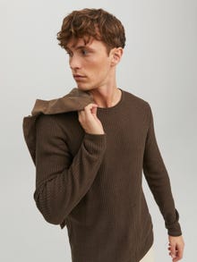 Jack & Jones Plain Crew Neck Jumper -Hot Fudge - 12179861