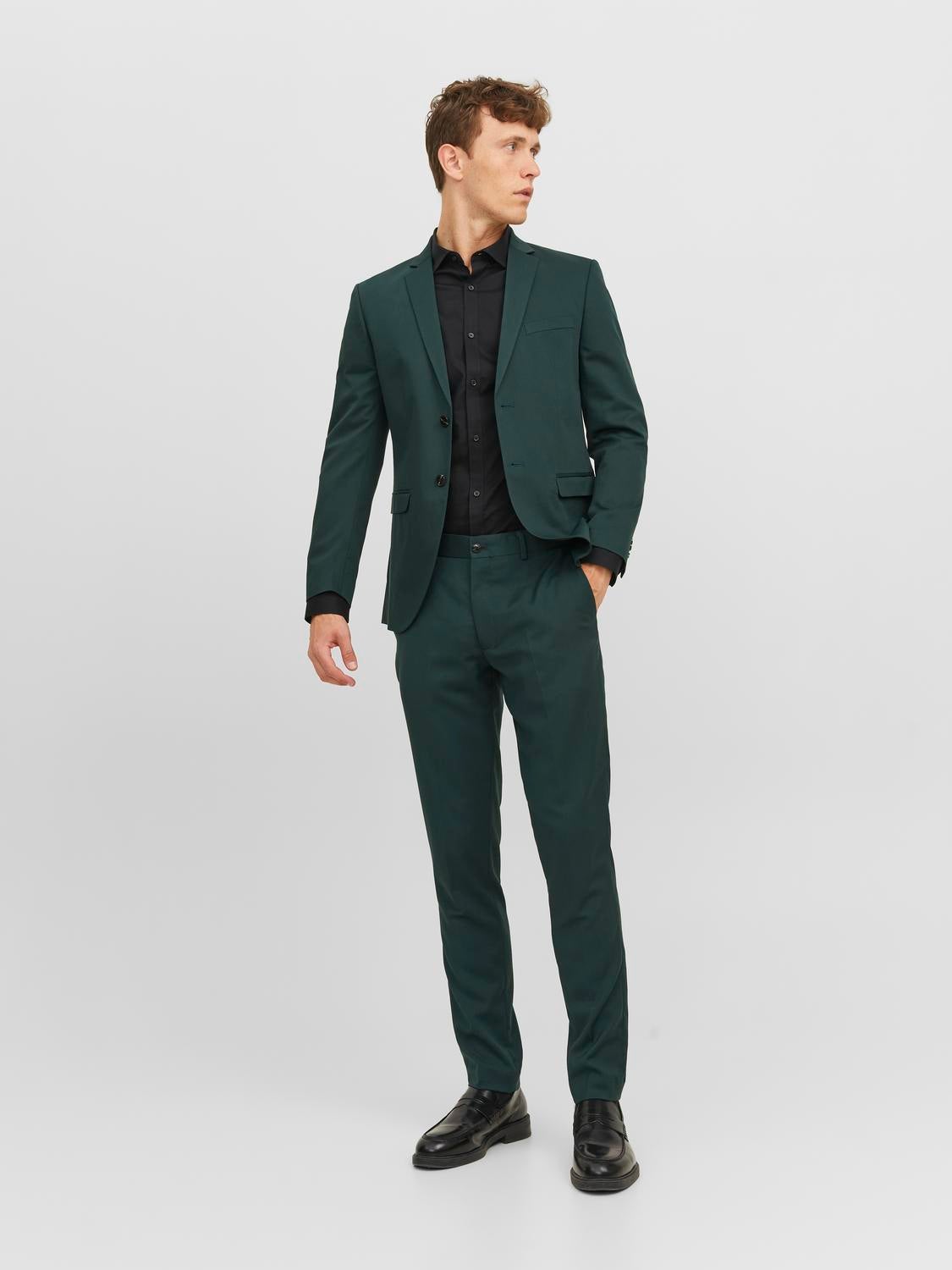 dark green slim fit suit