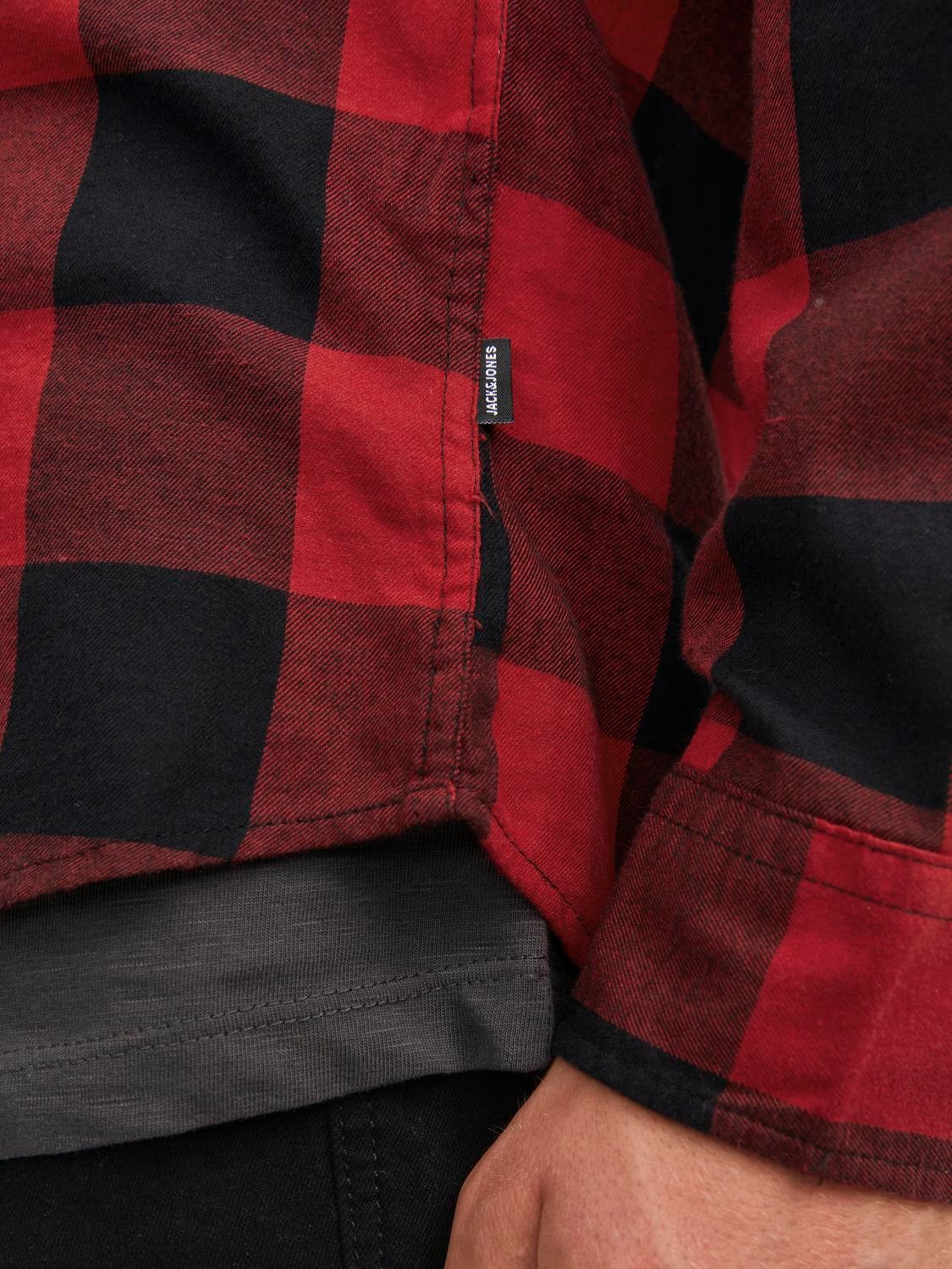 Jack & Jones Slim Fit Checked shirt -Brick Red - 12181602