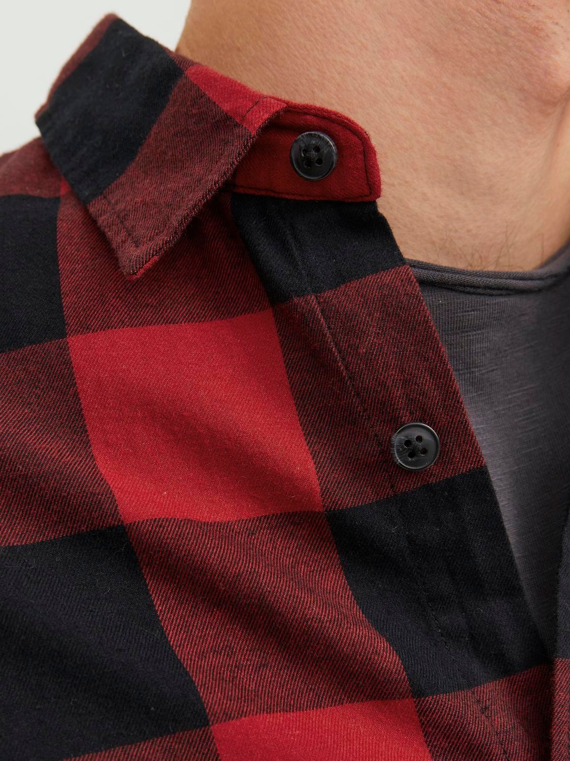 Jack & Jones Slim Fit Ruudullinen paita -Brick Red - 12181602