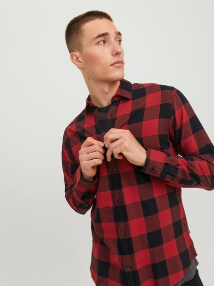 Camicie da uomo a quadri slim fit senza pieghe a maniche Camicie da uomo a quadri slim fit senza pieghe a maniche