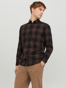 Jack & Jones Slim Fit Rutig skjorta -Seal Brown - 12181602