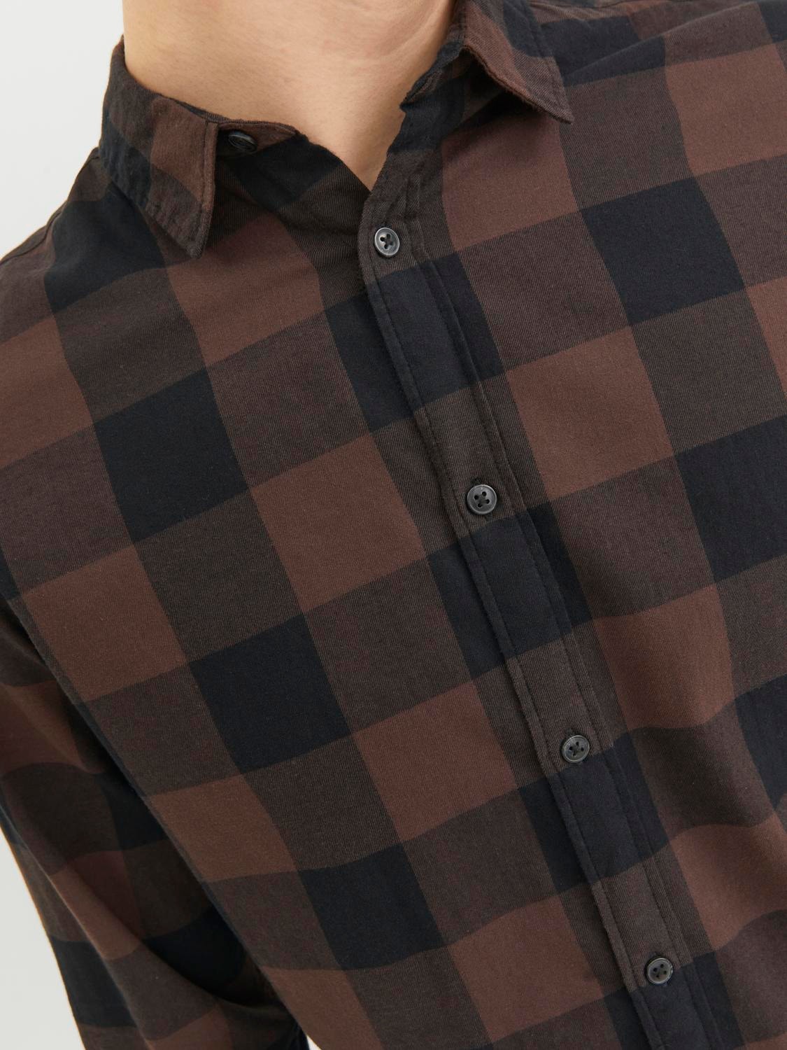 Jack & Jones Slim Fit Geruit overhemd -Seal Brown - 12181602