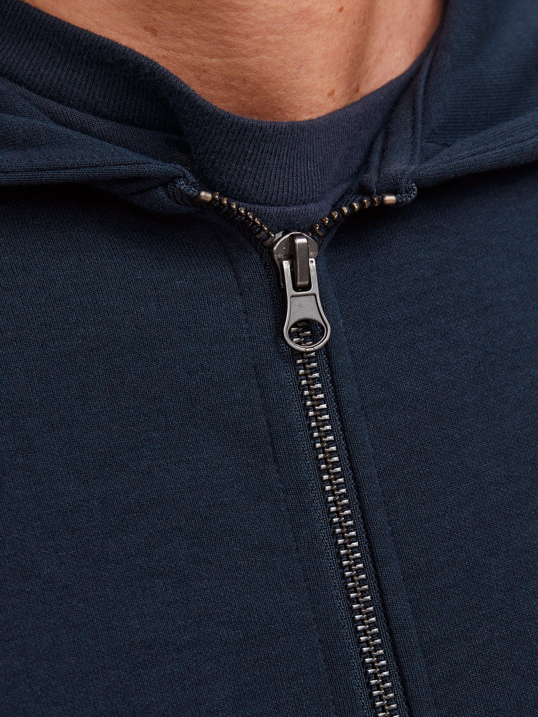 Jack & Jones logo full zip hoodie in navy Jack & Jones logo full zip hoodie in navy