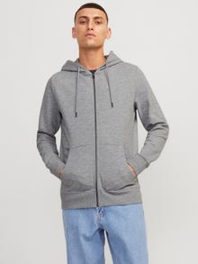 Jack & Jones Plain Zip hoodie -Light Grey Melange - 12181901