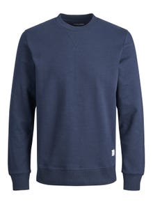 Jack & Jones Enfärgat Crewneck tröja -Navy Blazer - 12181903