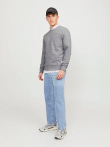 Jack & Jones Ensfarvet Sweatshirt med rund hals -Light Grey Melange - 12181903