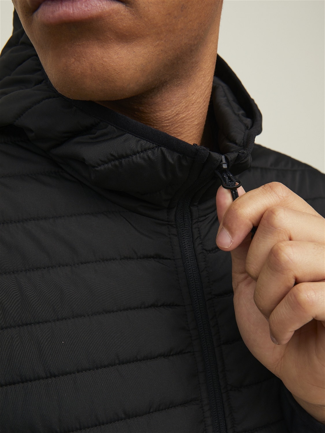 Jack & Jones Originals puffer jacket with hood in black