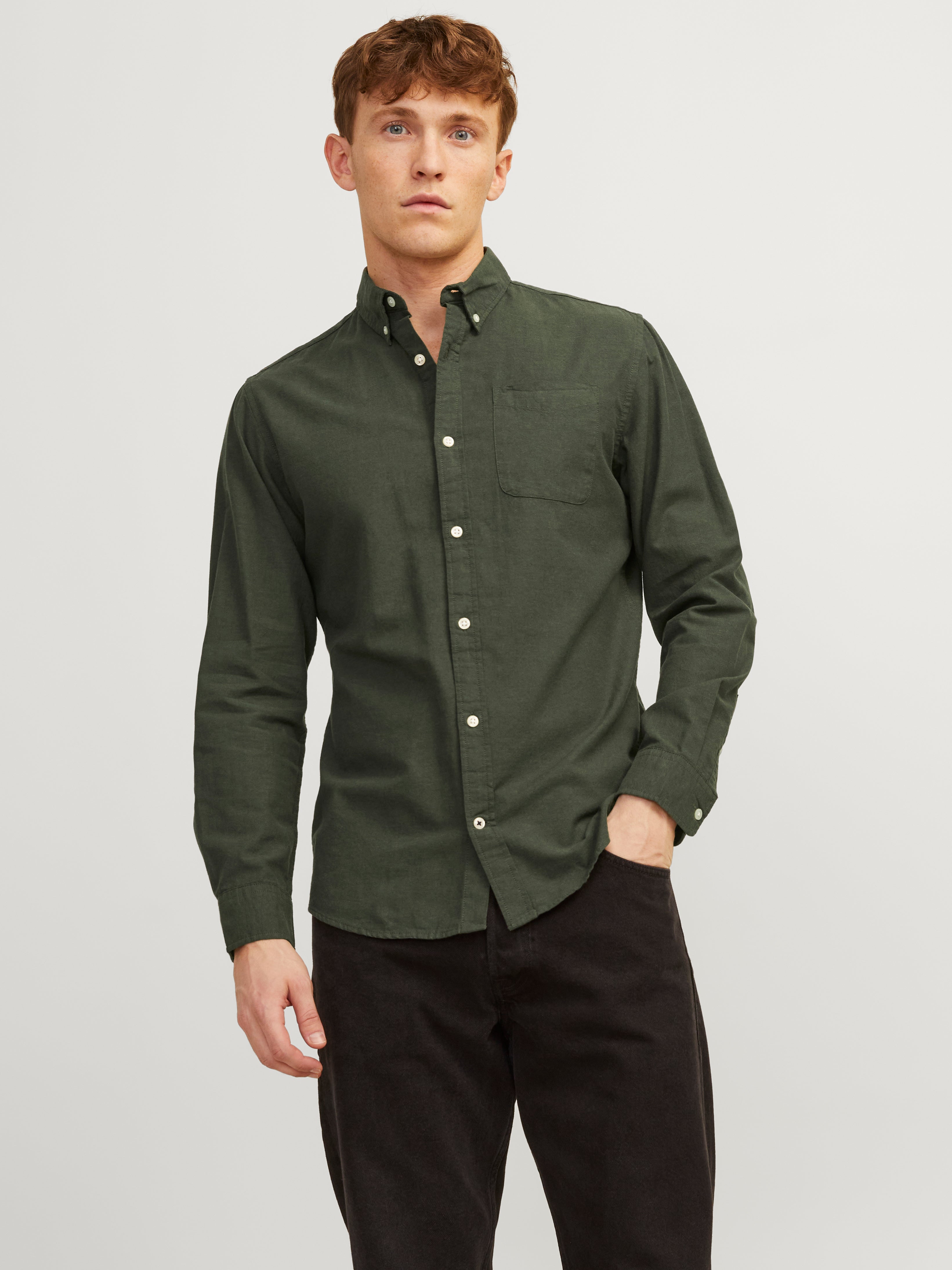 Camisa informal Corte slim Verde oscuro Jack Jones®