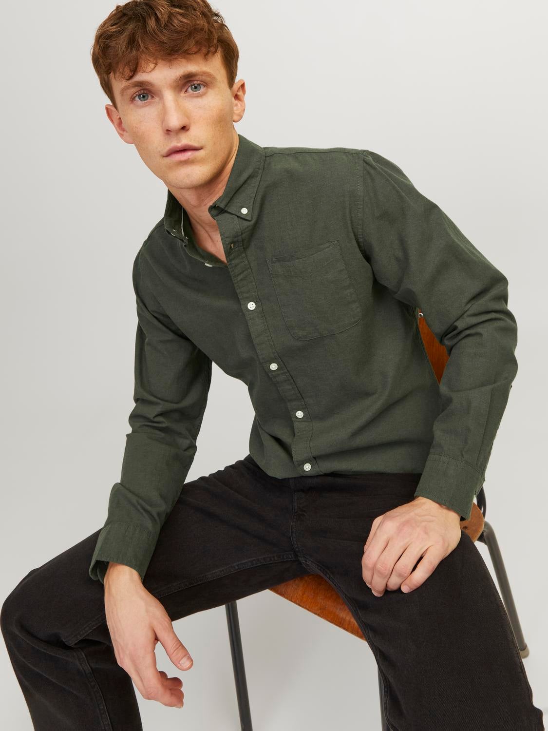 Chemise boutons Slim Fit Vert fonc Jack Jones