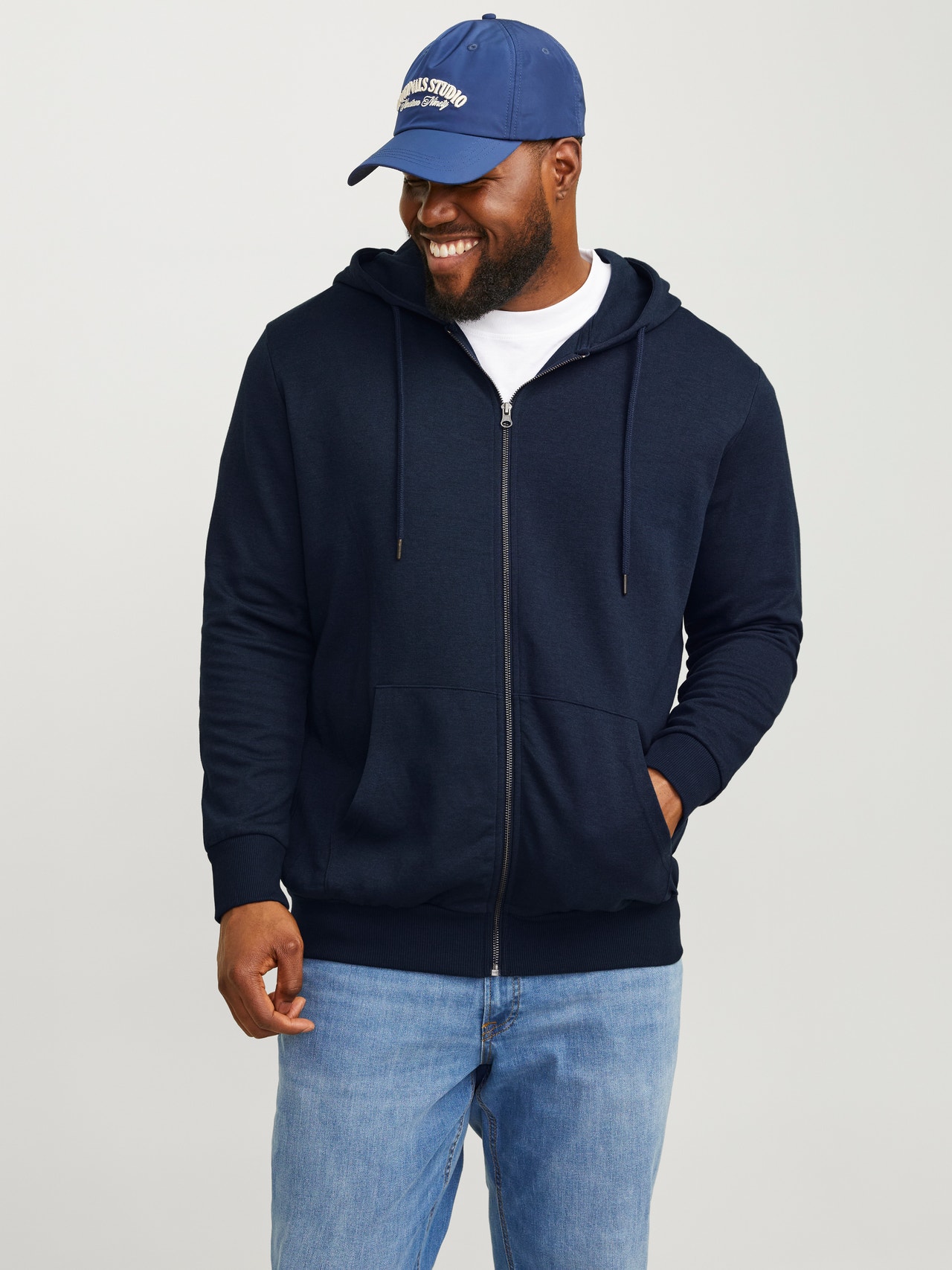 Okklusion Afhængig Arctic Lynlås Plus size hoodie | Mørkeblå | Jack & Jones®