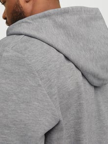 Jack & Jones Plus Size Einfarbig Kapuzenpullover mit Reißverschluss -Light Grey Melange - 12182493
