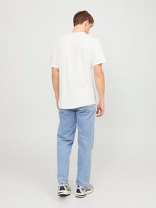Jack & Jones Ensfarvet O-hals T-shirt -Cloud Dancer - 12182498