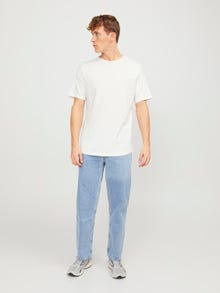 Jack & Jones Ensfarvet O-hals T-shirt -Cloud Dancer - 12182498