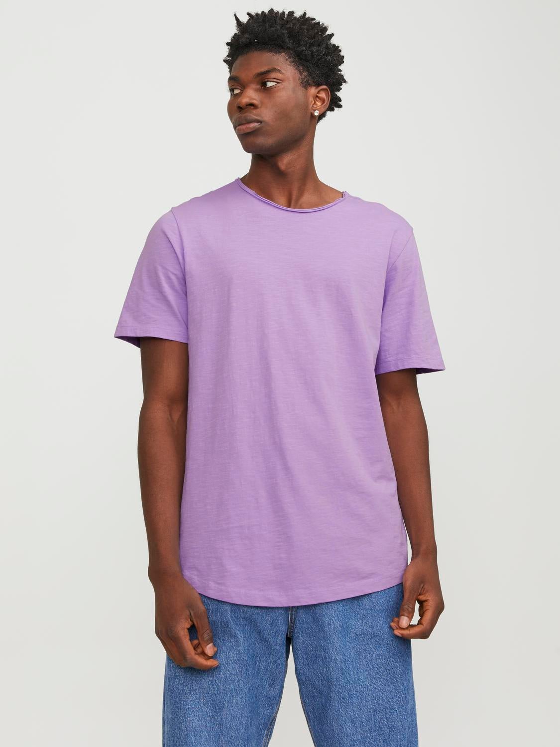 T shirt Uni Col rond Violet clair Jack Jones