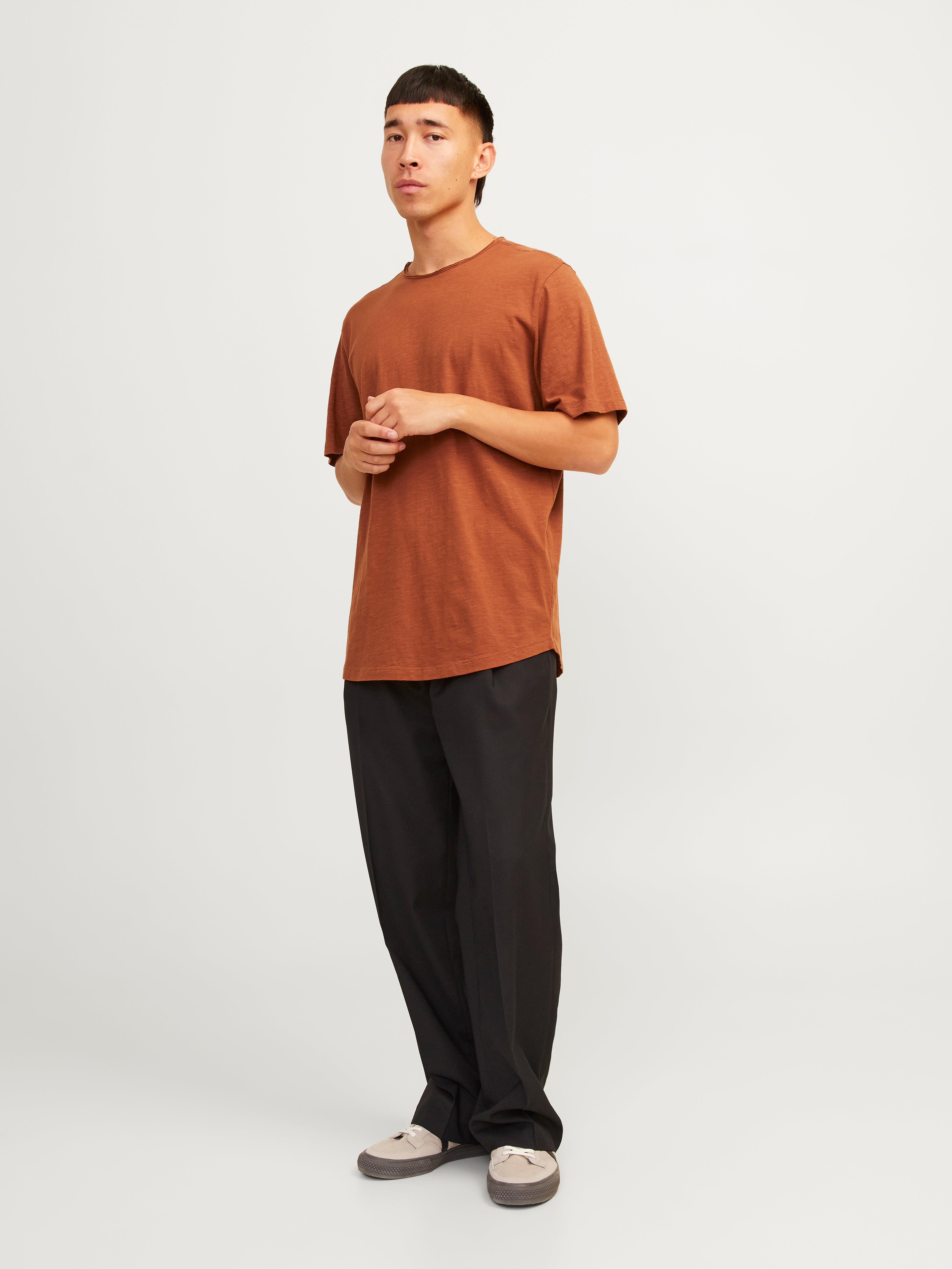 Einfarbig Rundhals T-shirt | Mittleres Orange | Jack & Jones®