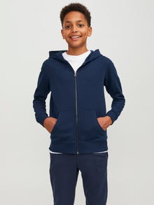 Jack & Jones Plain Zip Hoodie Junior -Navy Blazer - 12182519