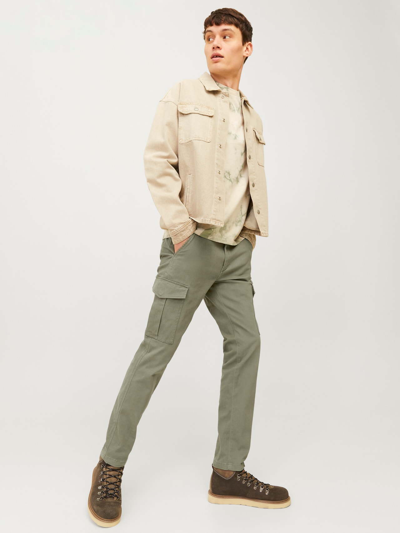 Jack & Jones Παντελόνι Slim Fit Cargo -Dusty Olive - 12182538