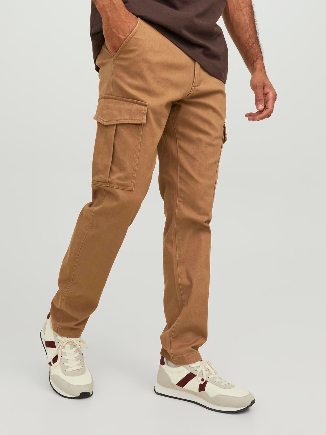 Slim Fit Brown Cargo Trousers For Men -- Madmext
