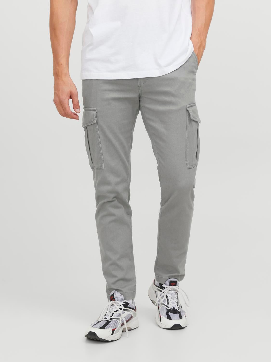 Dark Grey Cotton Cuffed Cargo Trousers | New Look