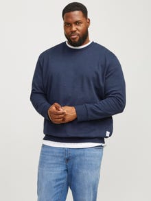Jack & Jones Plus Size Ensfarvet Sweatshirt med rund hals -Navy Blazer - 12182567