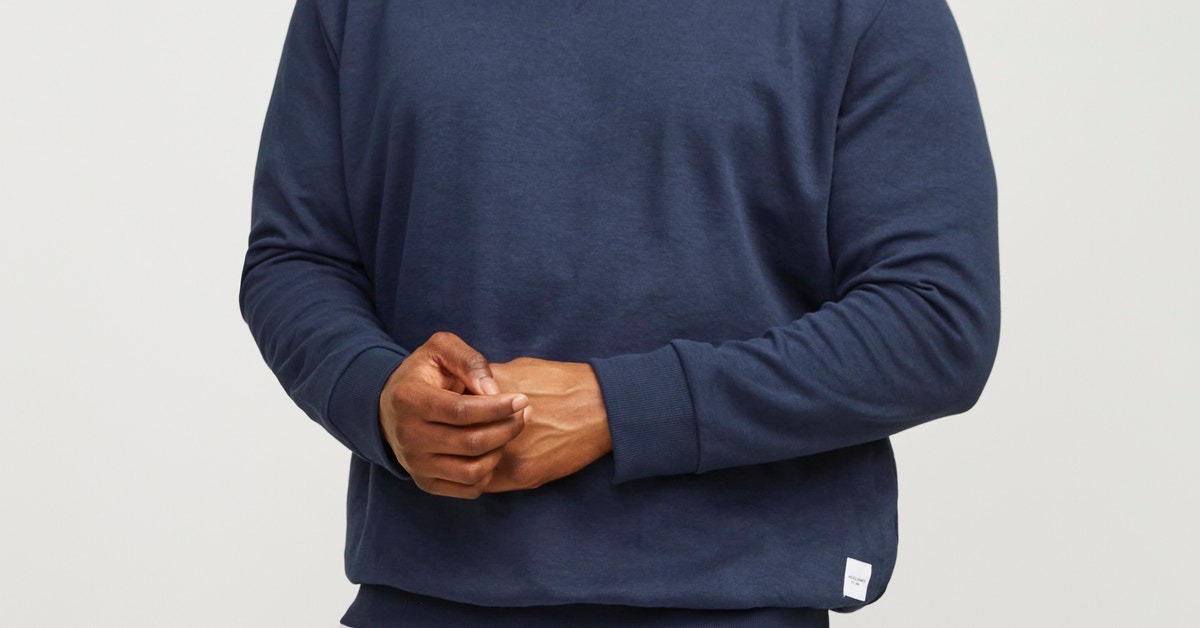 Plus Size Plain Crewn Neck Sweatshirt | Dark Blue | Jack & Jones® 