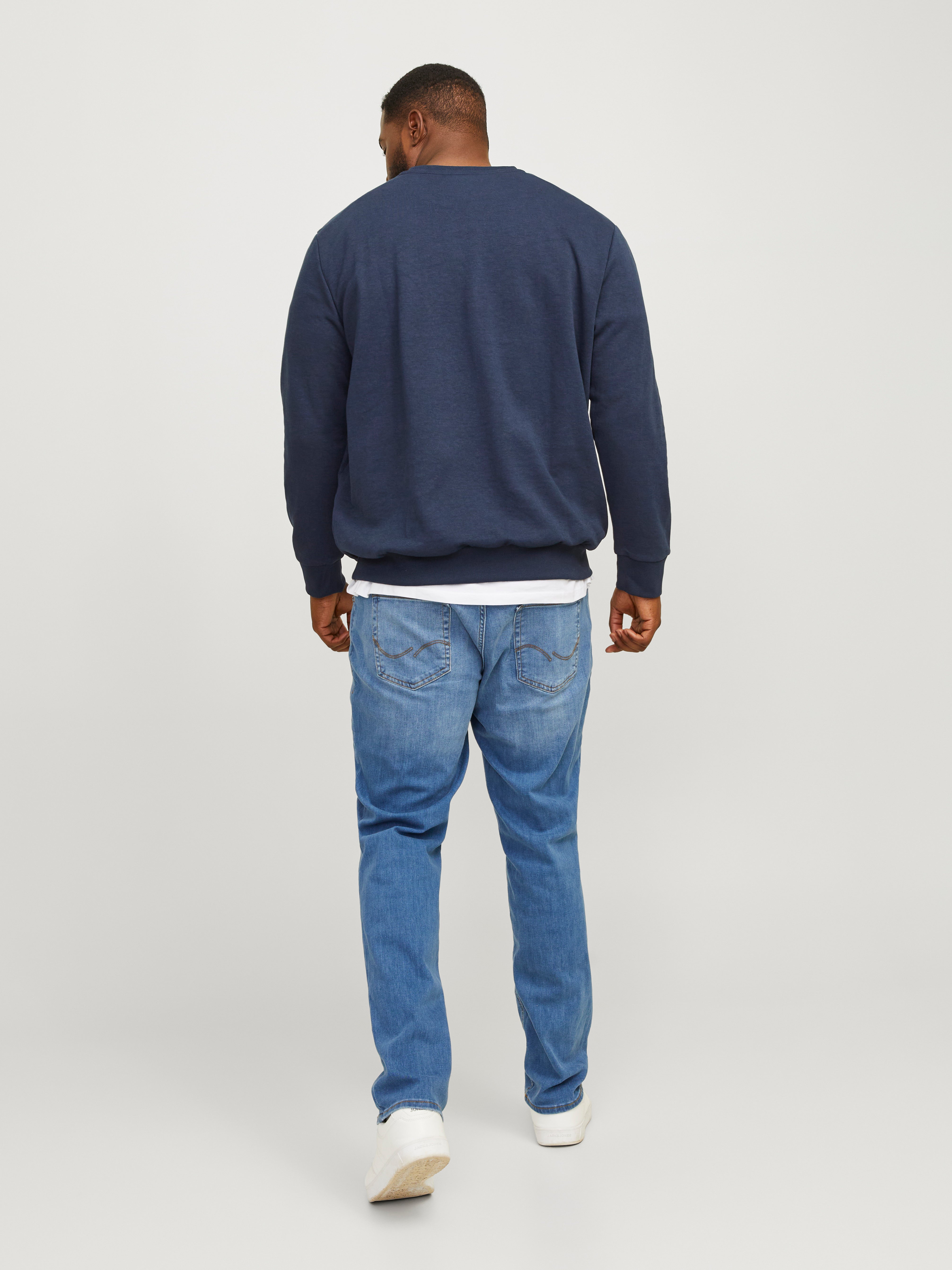 Plus Size Plain Crewn Neck Sweatshirt | Dark Blue | Jack & Jones® 