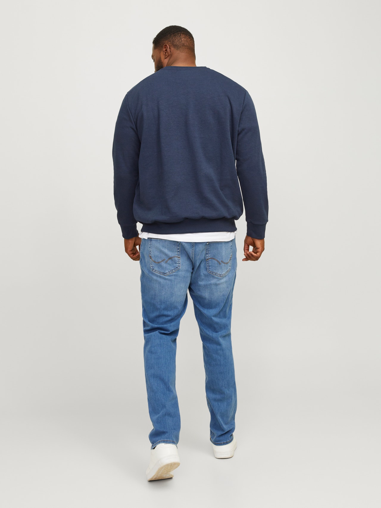 Jack & Jones Plus Size Plain Crewn Neck Sweatshirt -Navy Blazer - 12182567