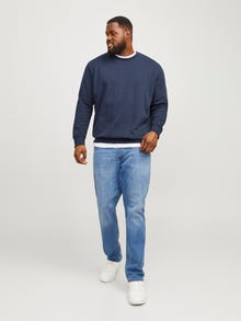 Jack & Jones Plus Size Plain Crew neck Sweatshirt -Navy Blazer - 12182567