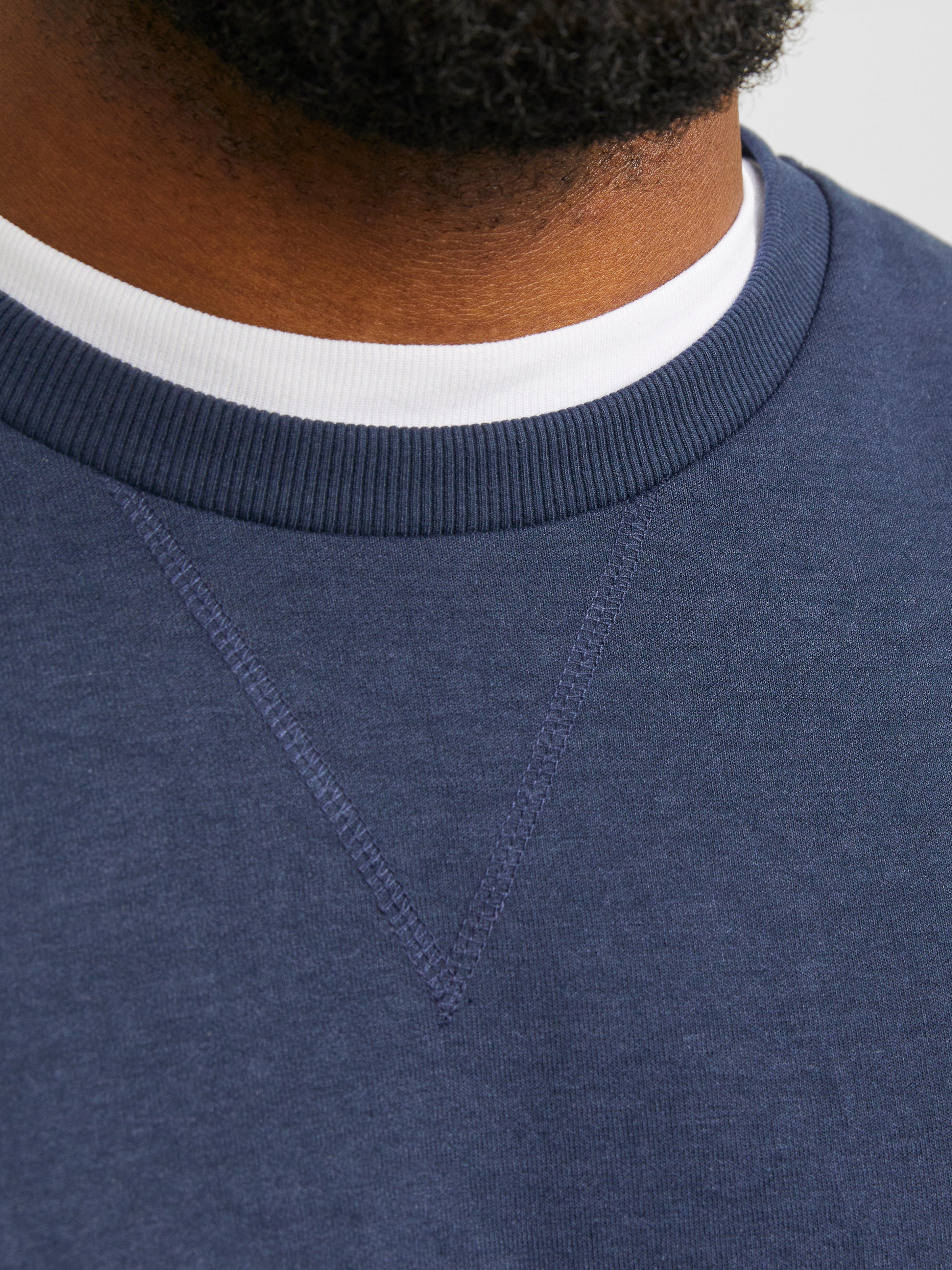 Plus Size Plain Crewn Neck Sweatshirt | Dark Blue | Jack & Jones® 