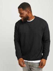 Jack & Jones Plus Size Plain Crewn Neck Sweatshirt -Black - 12182567
