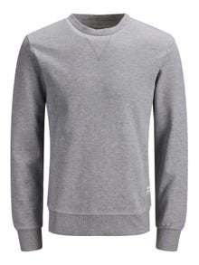 Jack & Jones Plus Size Plain Crew neck Sweatshirt -Light Grey Melange - 12182567
