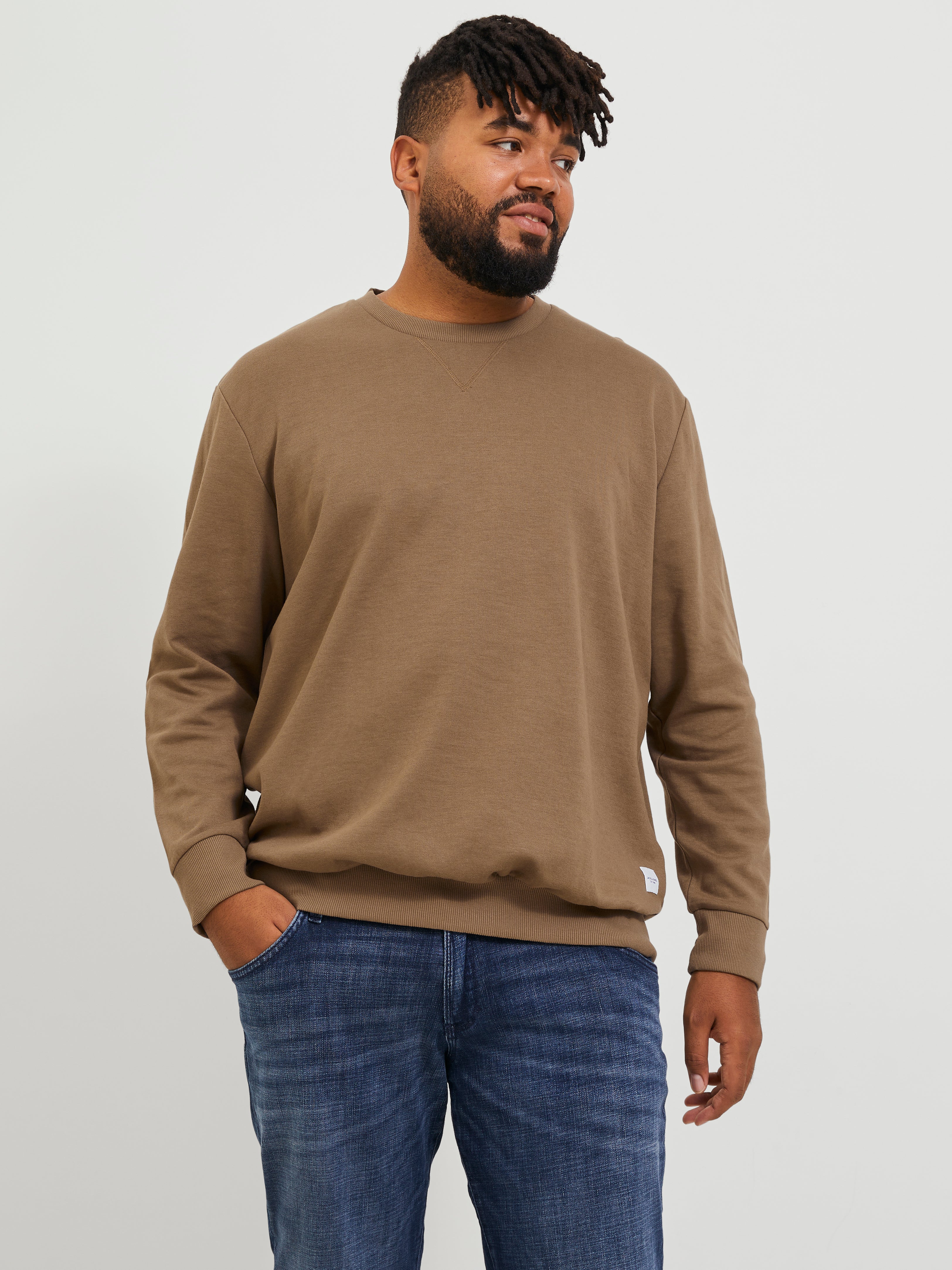 Plus Size Plain Sweatshirt | Medium Brown | Jack u0026 Jones®
