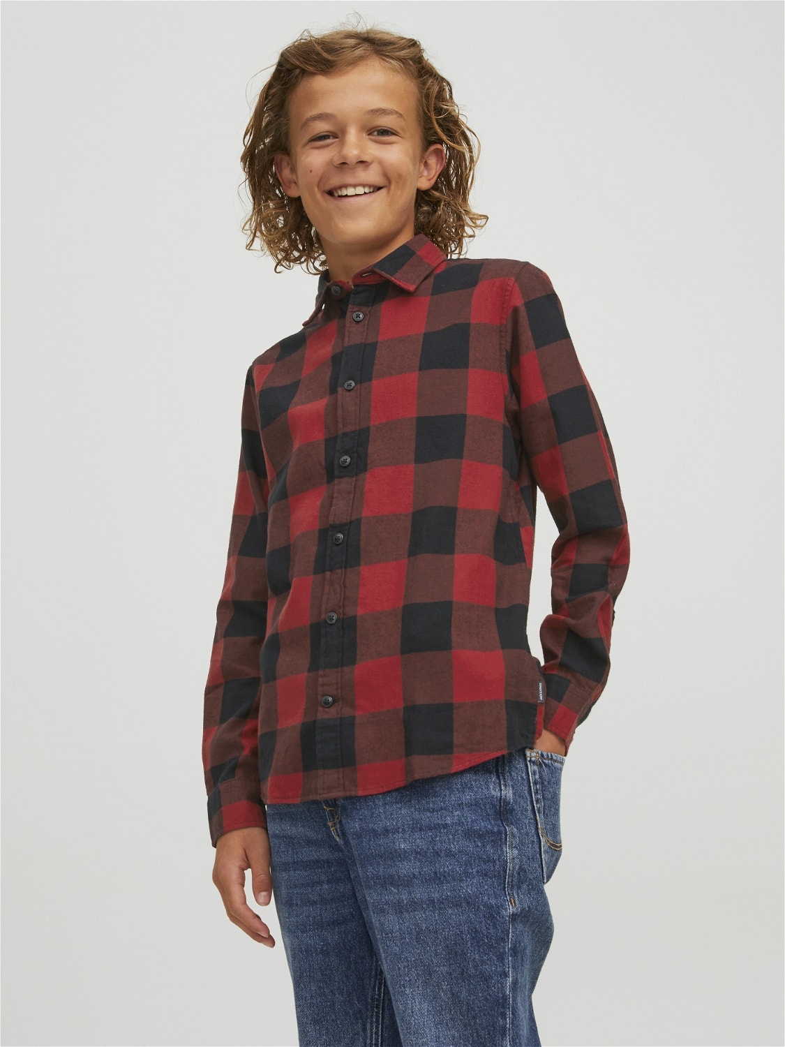 Jack & Jones Camisa a cuadros Para chicos -Brick Red - 12183050