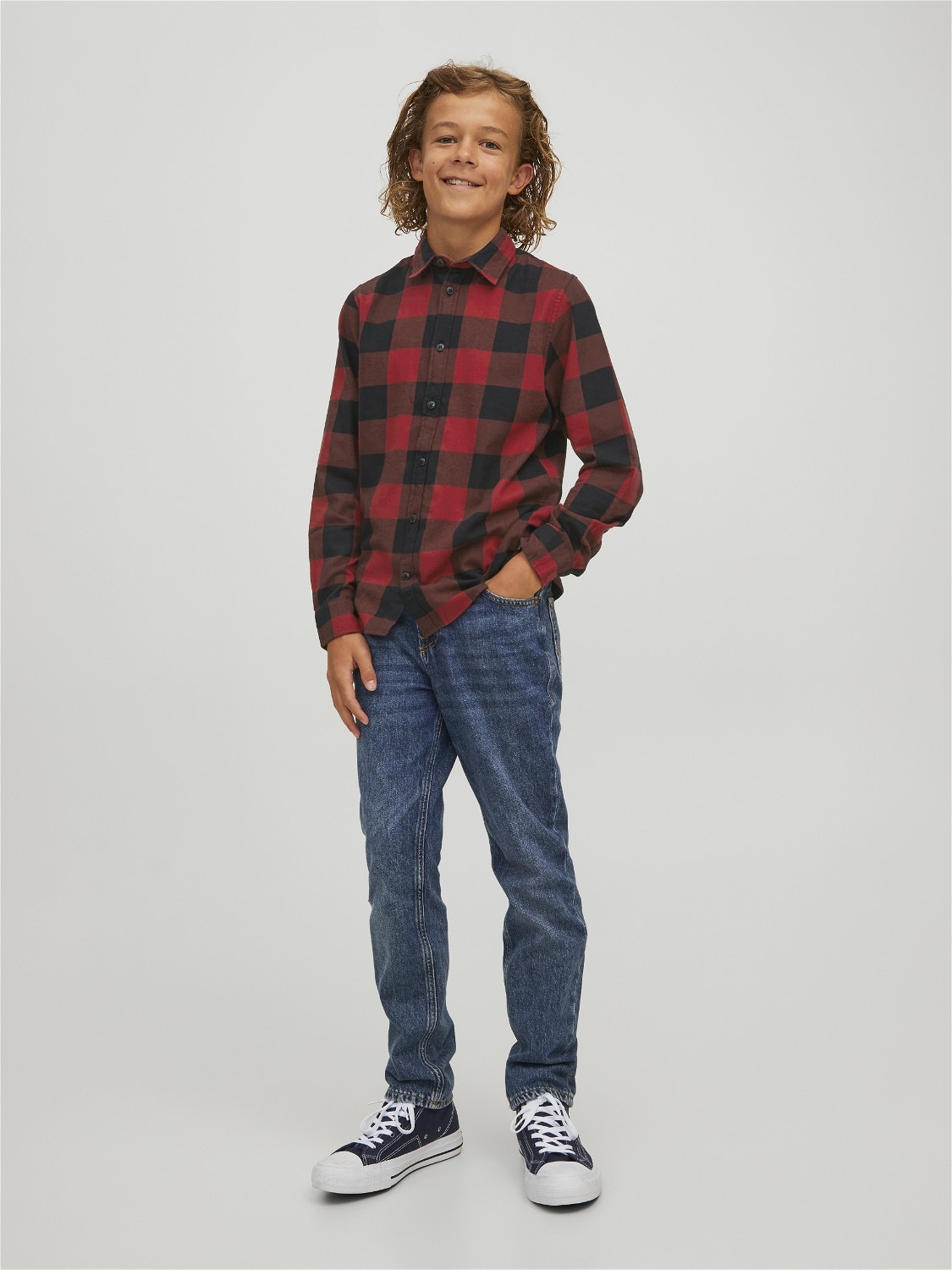 Jack & Jones Koszula w kratę Dla chłopców -Brick Red - 12183050