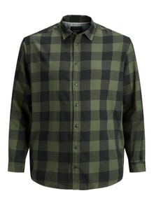 Jack & Jones Plus Size Camisa de Xadrez Loose Fit -Dusty Olive - 12183107