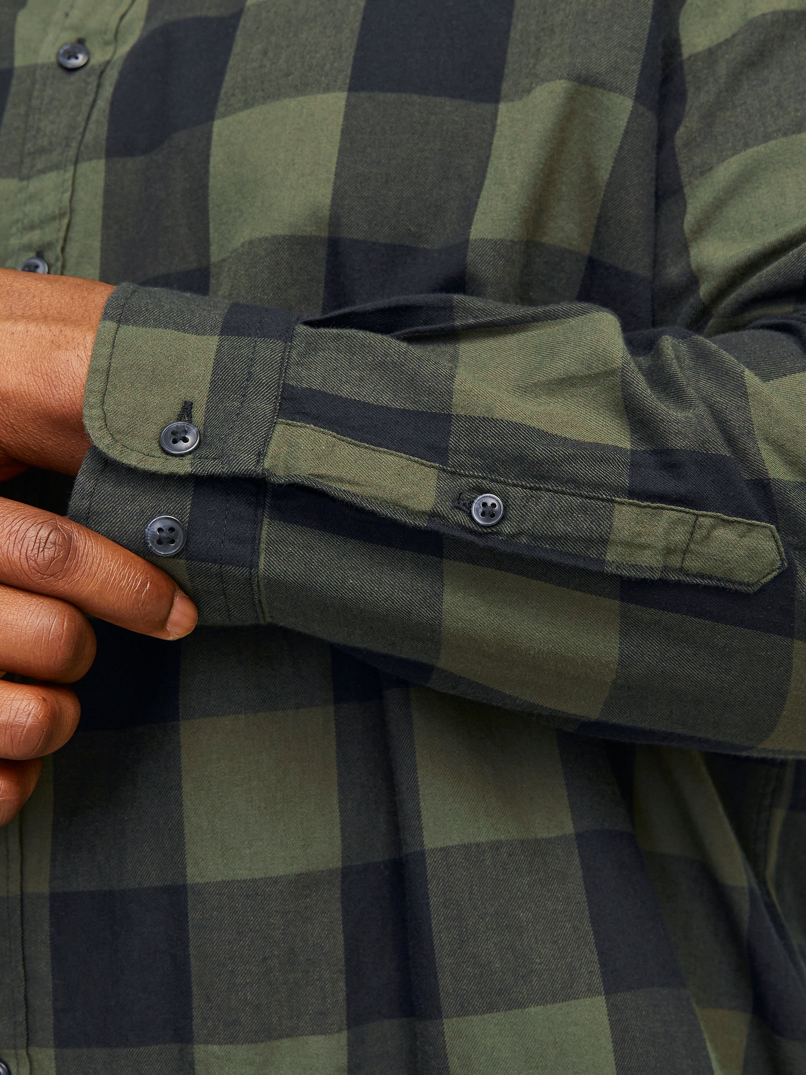 Plus Size Loose Fit Checked shirt | Dark Green | Jack & Jones®