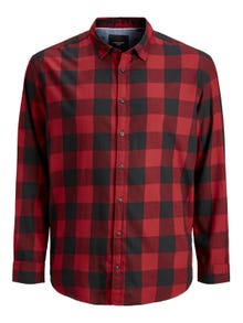 Jack & Jones Plus Loose Fit Kostkovaná košile -Brick Red - 12183107