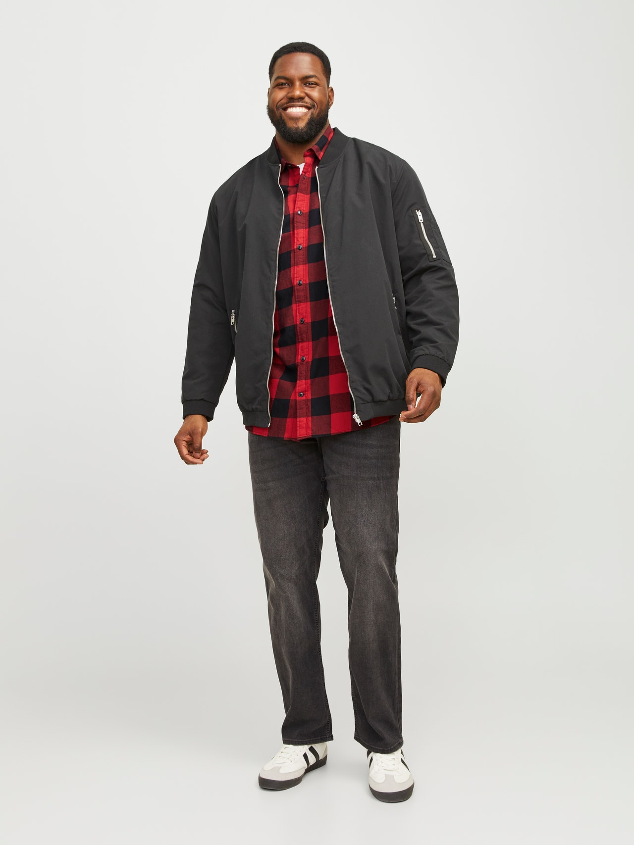 Jack & Jones Plus Size Loose Fit Checked shirt -Brick Red - 12183107